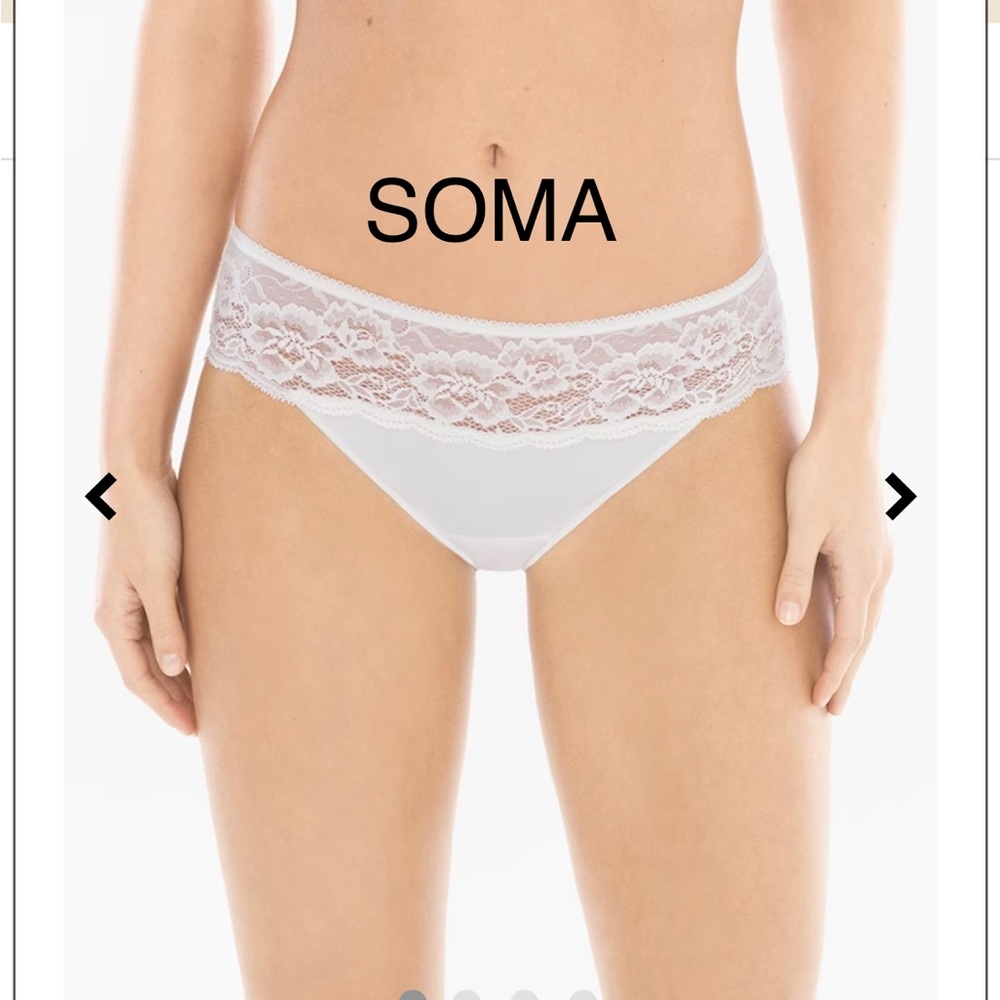NWT SOMA VANISHING EDGE Microfiber With Lace Hipster (Large)